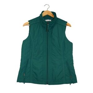 Coldwater Creek Quilted Vest Womens Small S 6-8‎ Teal Green Excellent Full Zip